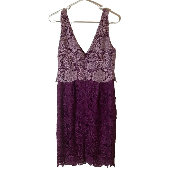 Adrianna Papell Purple Lace Cocktail Dress – Size 10 - Picture 2 of 8